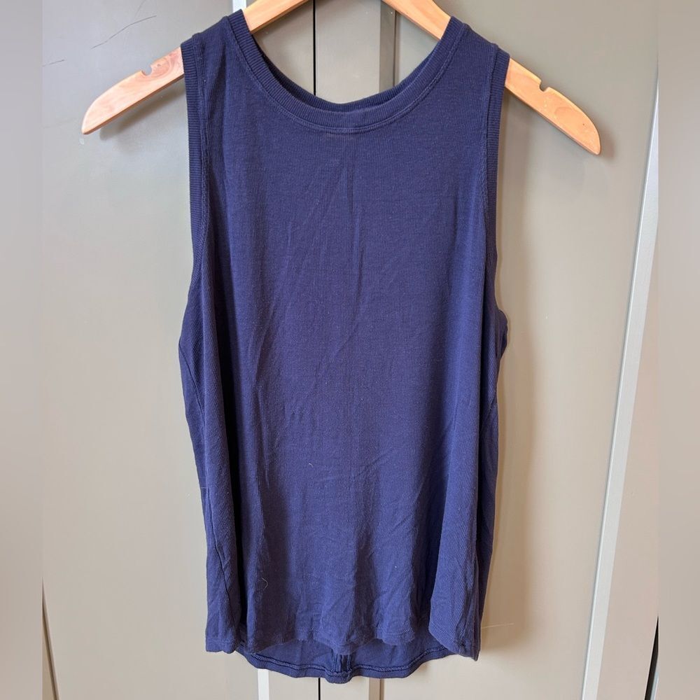 Athleta Navy Lightweight Rib Open Back Tank